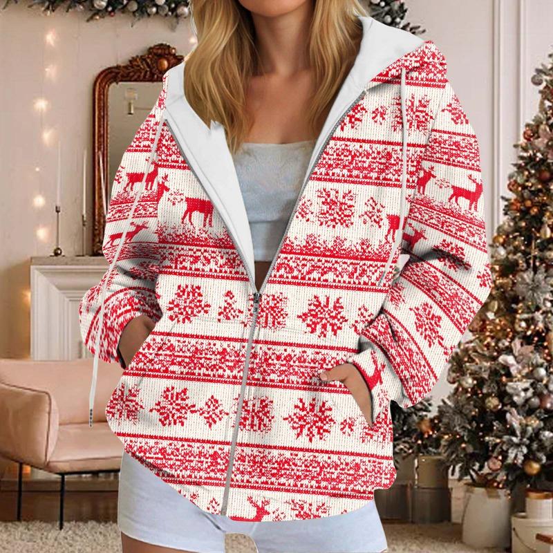 Fall Hoodies for Women Women's Sweatshirt Christmas Graphic Hoodies Casual Long Sleeve Loose Pullover Tops With Ladies Fall Tops