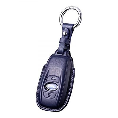 Genuine Leather Key Case Cover for Subaru Levorg, Legacy, Forester, XV, and BRZ (Blue)