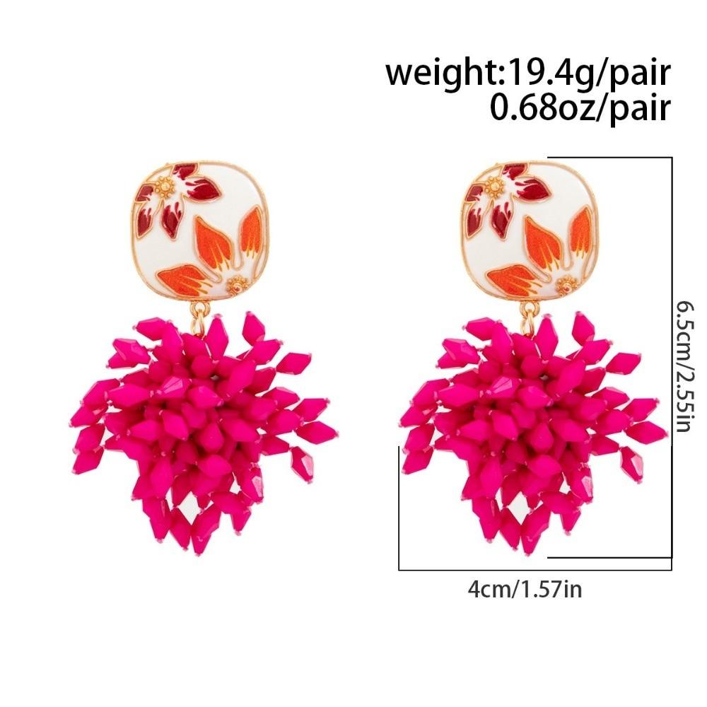 Resin Beaded Earrings Floral Floral Earrings Vintage Dangle Earrings  Party Wear