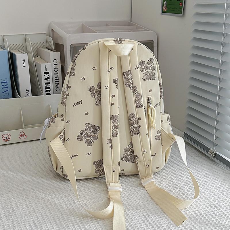 Women's Bear Printed Backpack Student's Lightweight Schoolbag