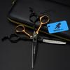 6.0 Inch Freelander Gm54 Paint Black Gold, Bamboo Handle, Hair Scissors, Straight Scissors, Tooth Scissors