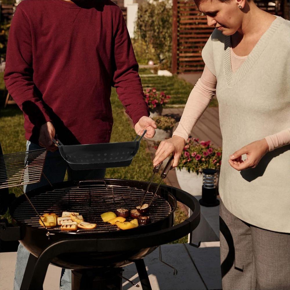 Non Stick BBQ Grill Tray Carbon Steel Circular Plate Multifunction Veggie Roasting Pan  Baking