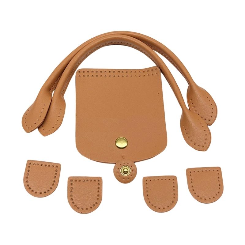 

DIY PU Leather Bag Knitting Set Leather Bag Shoulder Strap/Bags Snap Lock/Flap Cover for Crochet Handbag Shoulder Bag
