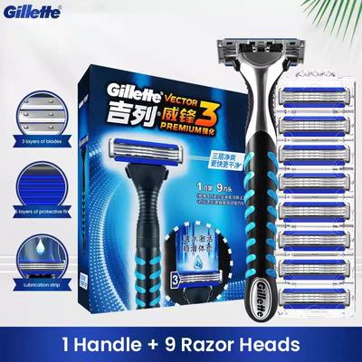 Lame di rasoio da barba Vector3 per uomo Cura del viso Smooth Vector 3 Rasoi di sicurezza Rasoio manuale per barba 1 supporto 9 lame