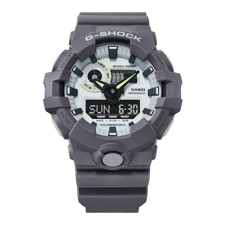 Casio Unisex Likit Kristal/Analog Çift Ekran Serisi Gri Saat GA-700HD-8APR GA-700HD-8APR