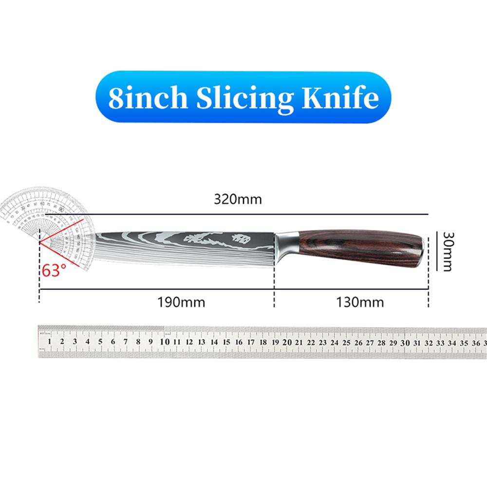MDHAND 8inch Multifunctional Slicing Knife Gift Kitchen Knife Cutting Sushi Ultra-Sharp Cleaver Slicing Utility Fruit Knife
