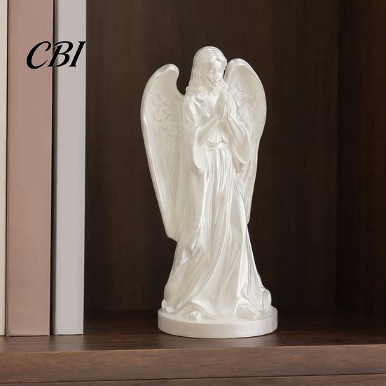 Collectible Desktop Handicraft 3D Printed Angel Figurine Statue, Vintage Desk Ornament with Flowing Robe & European Statue Wing, Matte Finish