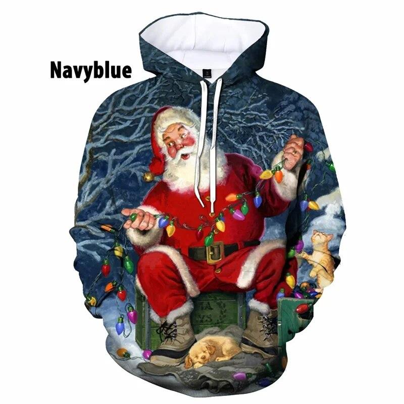 Pop 3D Christmas Tree Snowman Xmas Printing Hoodies For Men Children Fashion Funny Hooded Hoody Women Cute Harajuku Hoodie Tops