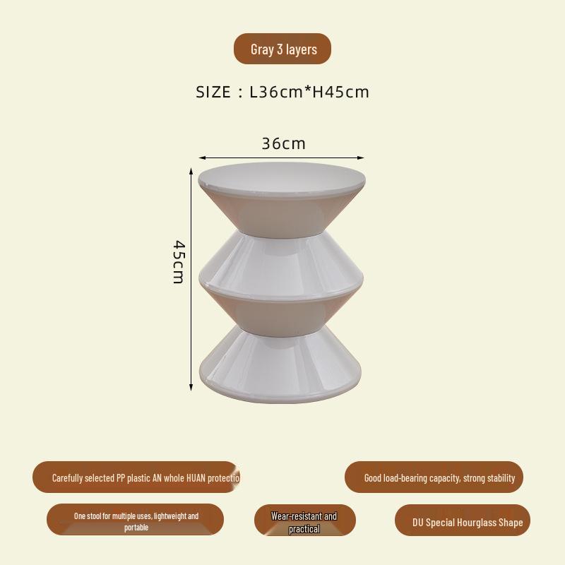 Nordic Hourglass Living Room Bench - Creative Plastic Bedside Stool for Small Apartments, Simple Shoe Changing Seat, Entrance or Household Use.