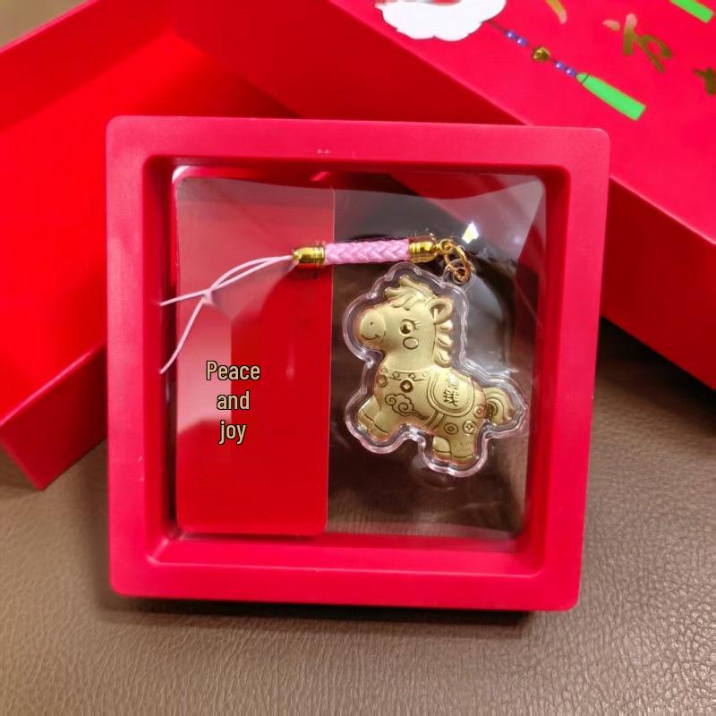 Gold-Plated Year of the Horse Keychain Pendant - Custom New Year Gift