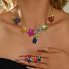 Exquisite Necklace Earrings Set Crystal Flowers Women Jewelry Set Flower Pendant Necklace  Women