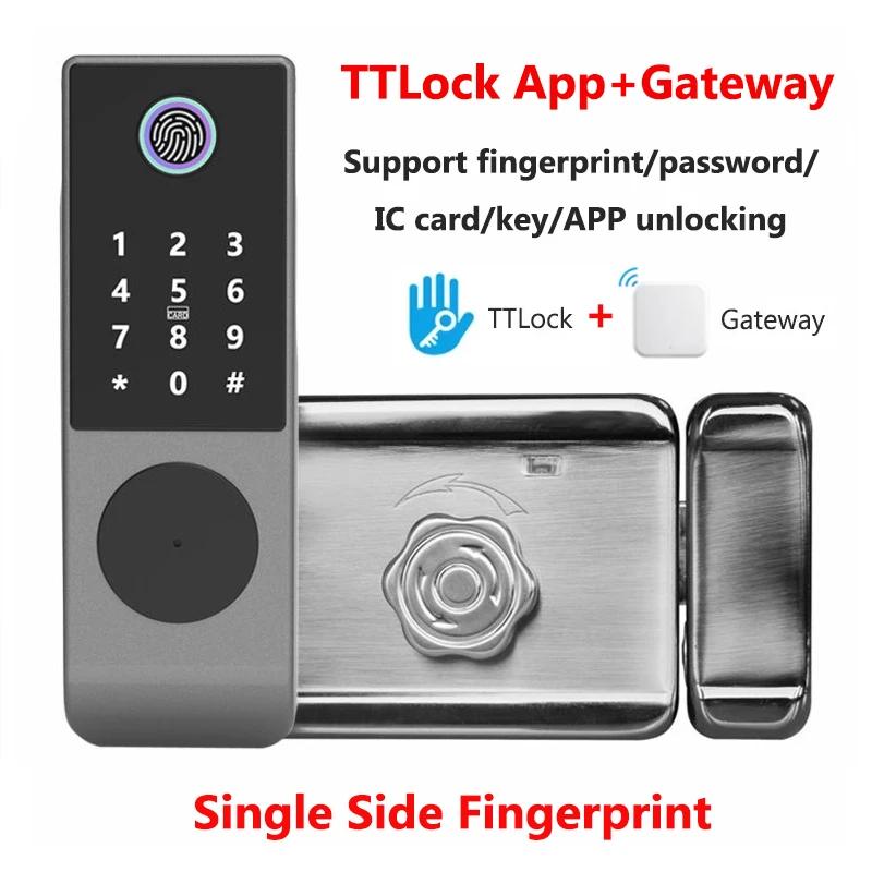 Double Side Fingerprint Lock Waterproof Tuya Wifi Bluetooth TTLock App IC Card Digital Code Keyless Electronic Smart Door Lock