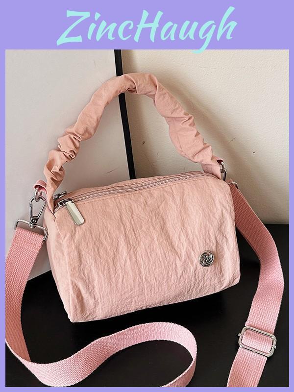 Nylon Boston Shoulder Bag With Zipper Closure For Daily Use