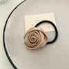 French Satin Rose Hair Tie - Elegant Retro Elastic Band