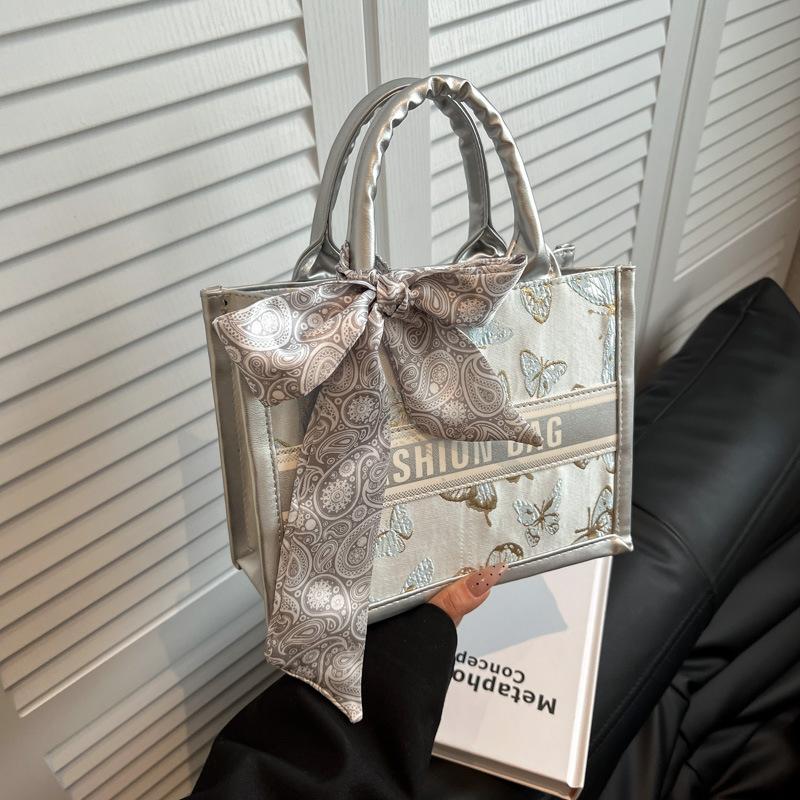 

Сумка-тоут Commuter Letter Handbag большой емкости, новая повседневная и модная универсальная сумка-тоут с бантом и шарфом для переноски в руке