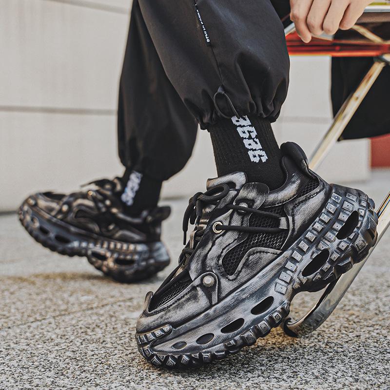 

Весняний тренд Універсальне взуття для тата на товстій підошві Молодіжне студентське спортивне взуття для бігу Модне чоловіче взуття 44 чорний