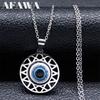Fashion Turkish Blue Eye Pendant Necklace Stainless Steel Silver Color Blue Lucky Eyes Necklaces Gift Jewelry Collier N8023S01