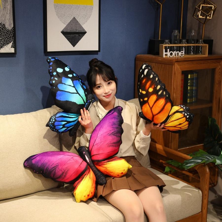 Non-Toxic Colorful 3D Butterfly Pillow Decorative Animal Throw Pillows Print Accent Pillow Stuffed Cushion Bed Bedroom Couch Room Decor