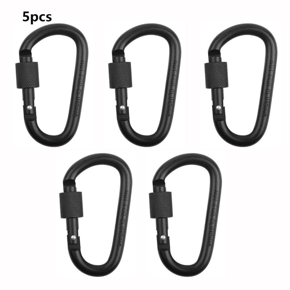 1/2/5pcs with Lock Hammock Hook Aluminum Alloy Shopping Bag Clip Hook New D-Ring Carabiners
