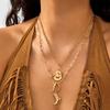 3Pcs/Set Vintage Hat Cowboy Boot Pendant Necklace for Women Bohemian Blue Stone Beads Chain Choker Daily Jewelry Y2K Accessories