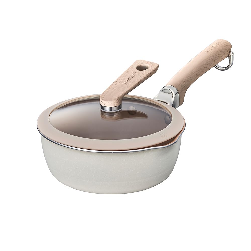 Evercook DECO 18cm with Glass Lid Compatible with All Heat Sources Year Frying Pan Beige Doshisha Multi-pan (IH Compatible) [2 Warranty] Non-stick