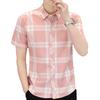 Summer short-sleeved shirt men's plaid shirt workwear gangster handsome men's ice silk casual inch shirt tops