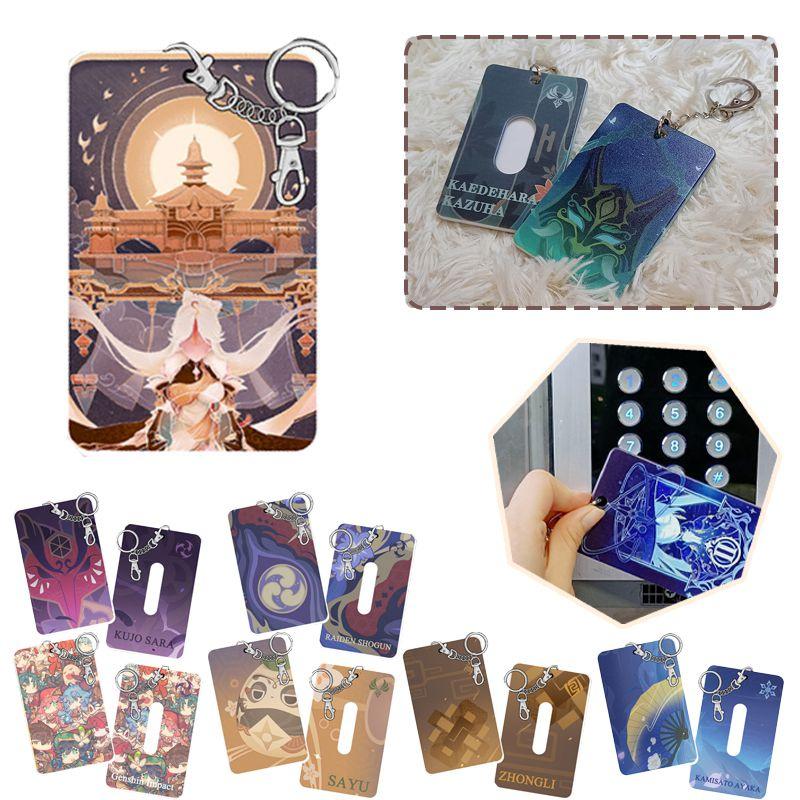 Genshin Impact Card Holder Keychain Pendant With Vibrant Klee Mona Hutao Xiao Ganyu Sayu Ning Design