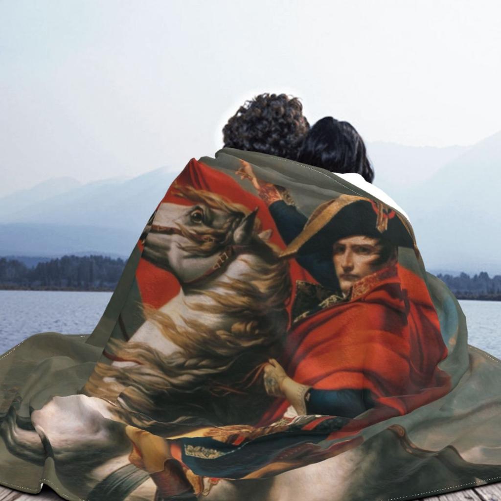 Napoleon Bonaparte Blanket The Alps Belvedere Jacques-Louis David Flannel Novelty Warm Throw Blankets for Bed Sofa Decoration