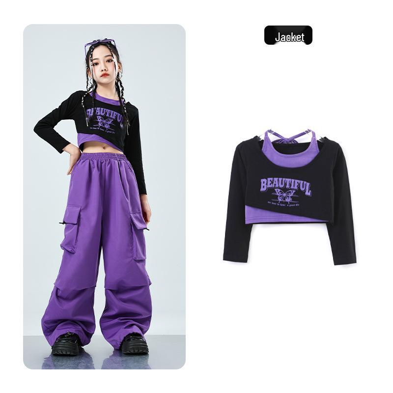 Girls' Trendy Street Dance Hip Hop Performance Outfit