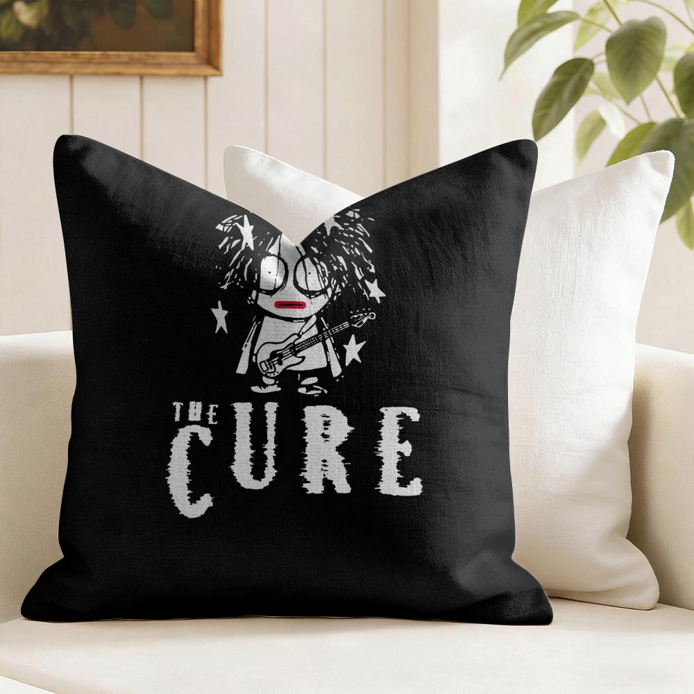 Vintage The CCure Rock Band Cushion Cover Natural Linen Double Sided Print Throw Pillow Case for Sofa Couch Home Decor