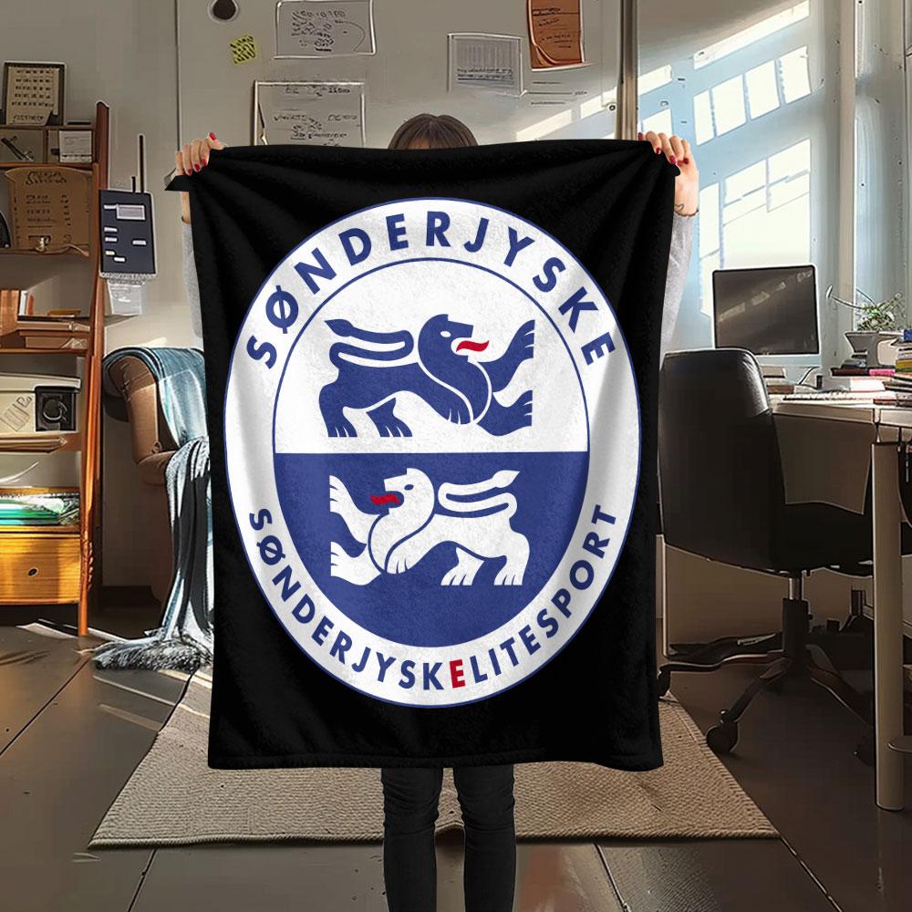 Sonderjyske FC Printed Flannel Blanket, Soft Throw for Bedroom Sofa, Washable,soccer Fan Merchandise, Great Gift.