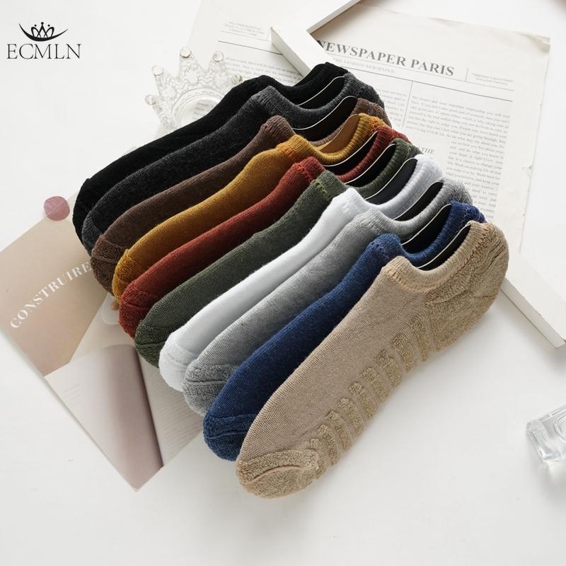 Men's Socks Towel Bottom Boat Socks Sports Thickened Shallow Invisible Socks Silicone Non-slip No-drop Heel Sweat-absorbent Deodorant Men's Socks