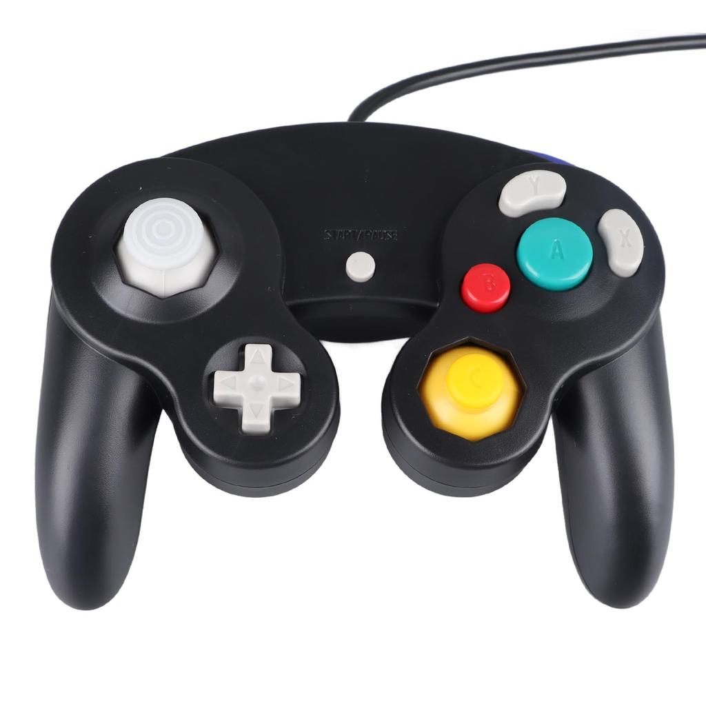 Kabelgebundener Gamecontroller Plug and Play Einzelpunkt-Vibrations-Gamepad Joystick für GC für Wii Schwarz