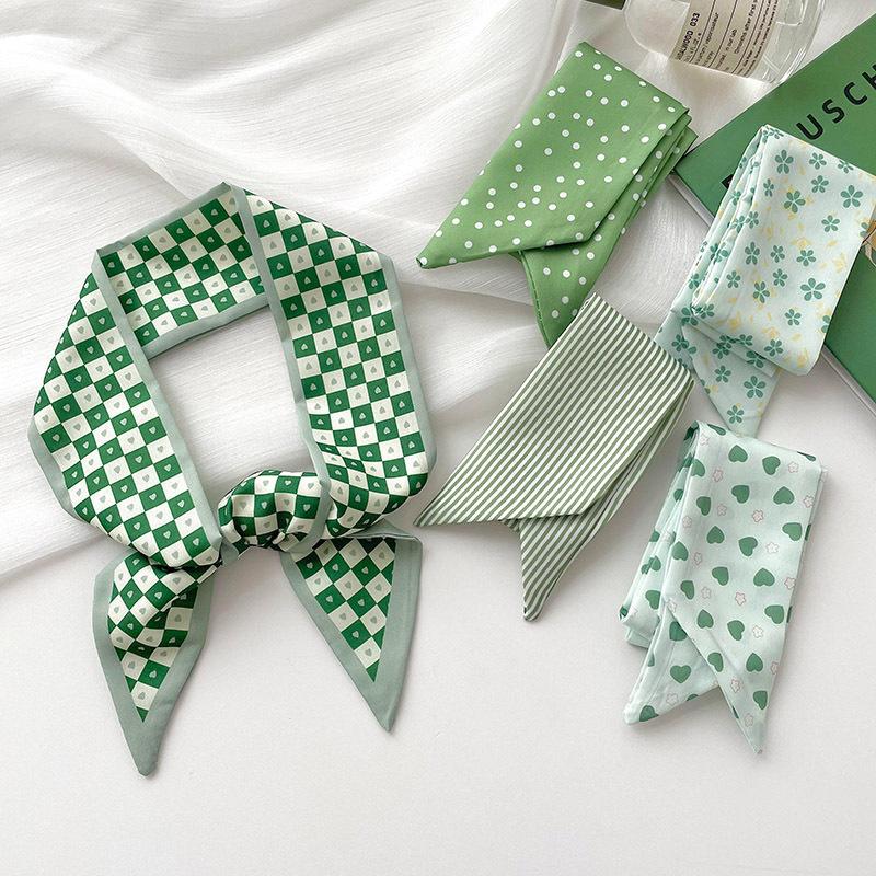 New Luxury Brand Model Small Silk Scarf for Women Hair Band Bag Handbag Handle Ribbon Scarf Band Neck Scarves Neckerchief