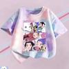 T-shirt Girls Children Tie-dye Fashion Top Girls Cartoon Print Casual Comfortable Clothing Short Sleeve T-shirt