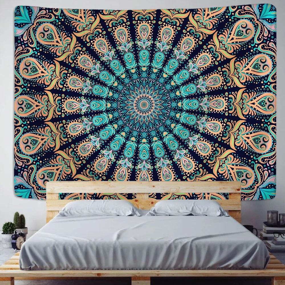 Mandala Tapestry Wall Hanging Boho Decor Wall Cloth Tapestries Psychedelic Hippie Night Moon Tapestry Mandala Wall Carpet