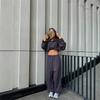 Womens 2025 Casual Hooded Long Sleeve Top Pants Set Solid Color Streetwear Two-Piece Outfit