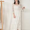 Spring/summer Day Mori Woman Fresh Sweet Solid Color Dress Embroidered Loose Waist with Waistband Base Long Dress