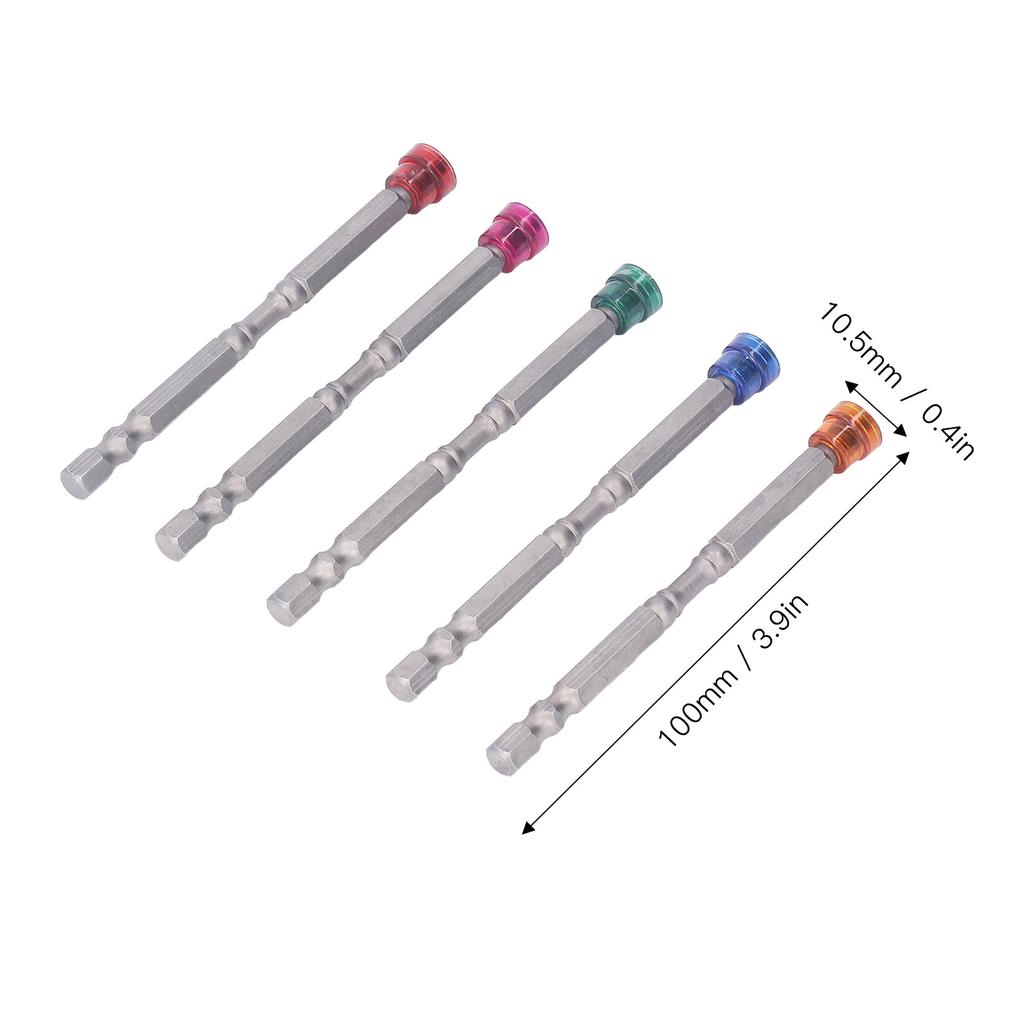 5PCS Magnetic Ring Screwdriver Bits 1/4in Hex Shank Alloy Steel Electric Power Driver Bit Set