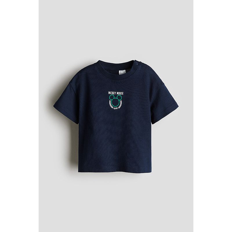 

[Серия Disney] HM Детская одежда Футболка для малыша 2025 Лето Новое поступление Топ с коротким рукавом с принтом Микки 1263213 Navy/Mickey 73/48((6-9m))