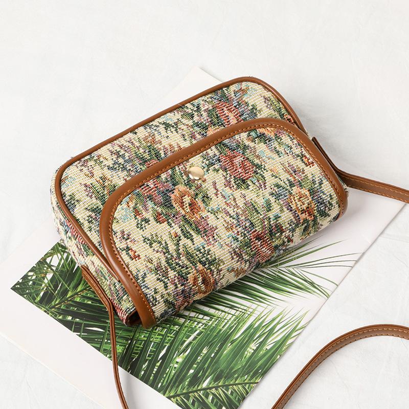 Yogodlns Hochwertige Damen Umhängetaschen Neue Retro Blumen Messenger Bags Damen Ein-Schulter Kleine Quadratische Taschen