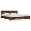 Bed Frame in Smoked Oak Finish 200x200 cm Made of Wood Based Material and Metal