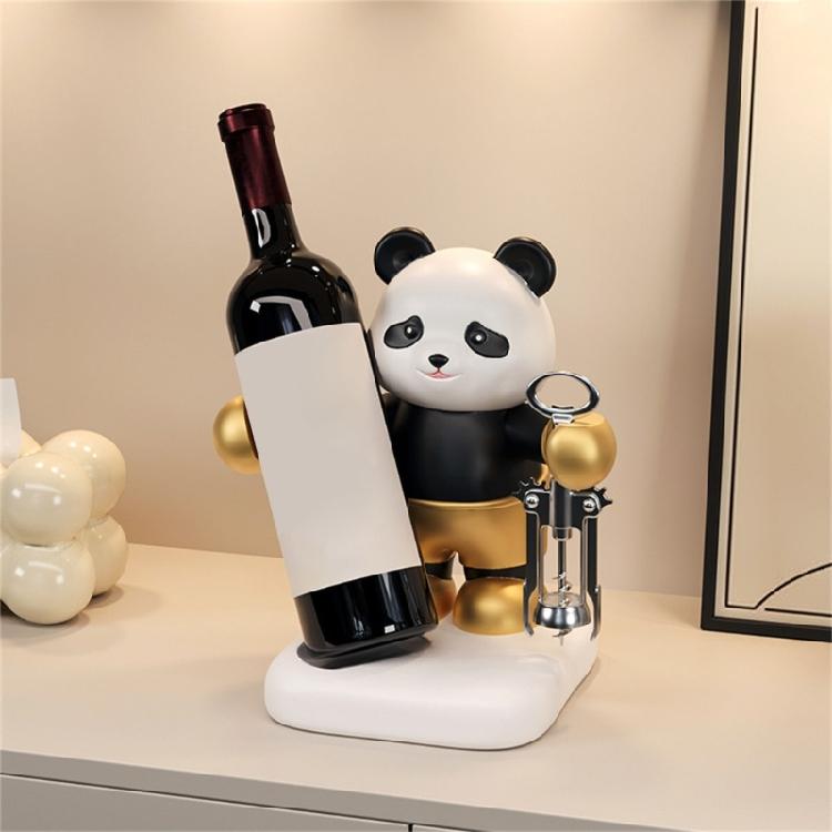 Stojak na wino Panda Uroczy Zwierzęcy Stojak na Wino Poprawia Estetykę Domu Jako Funkcjonalne Dekoracje Blatowy Stojak na Wino