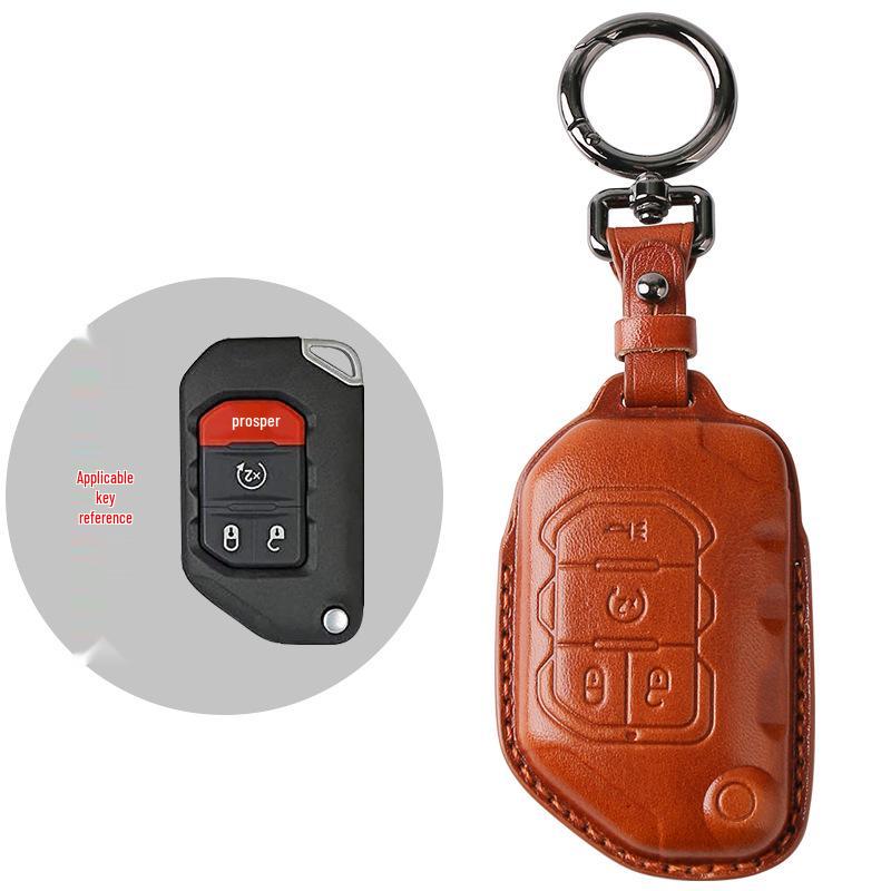 

Jeep Wrangler & Gladiator Retro Leather Key Cover - Cross-Border Protection Shell коричневый