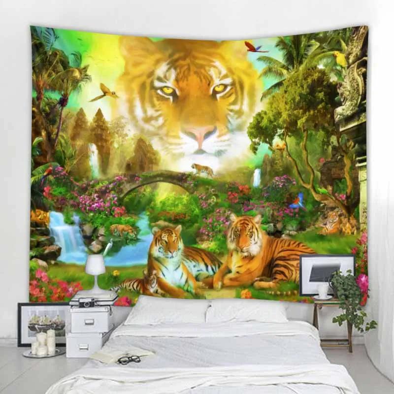 Tropical Jungle Tapestry Lush Greenery Exotic Birds Unique Wall Art for Home Decor Bedroom Nature Lover Gift
