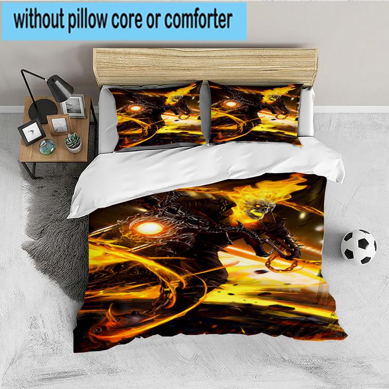 Rider On Fire 3PCS Bedding set,Ideal for 1pc Duvet Cover And 2pcs Pillowcases Perfect for Fan gift,Ideal for Bedroom, Dormitory
