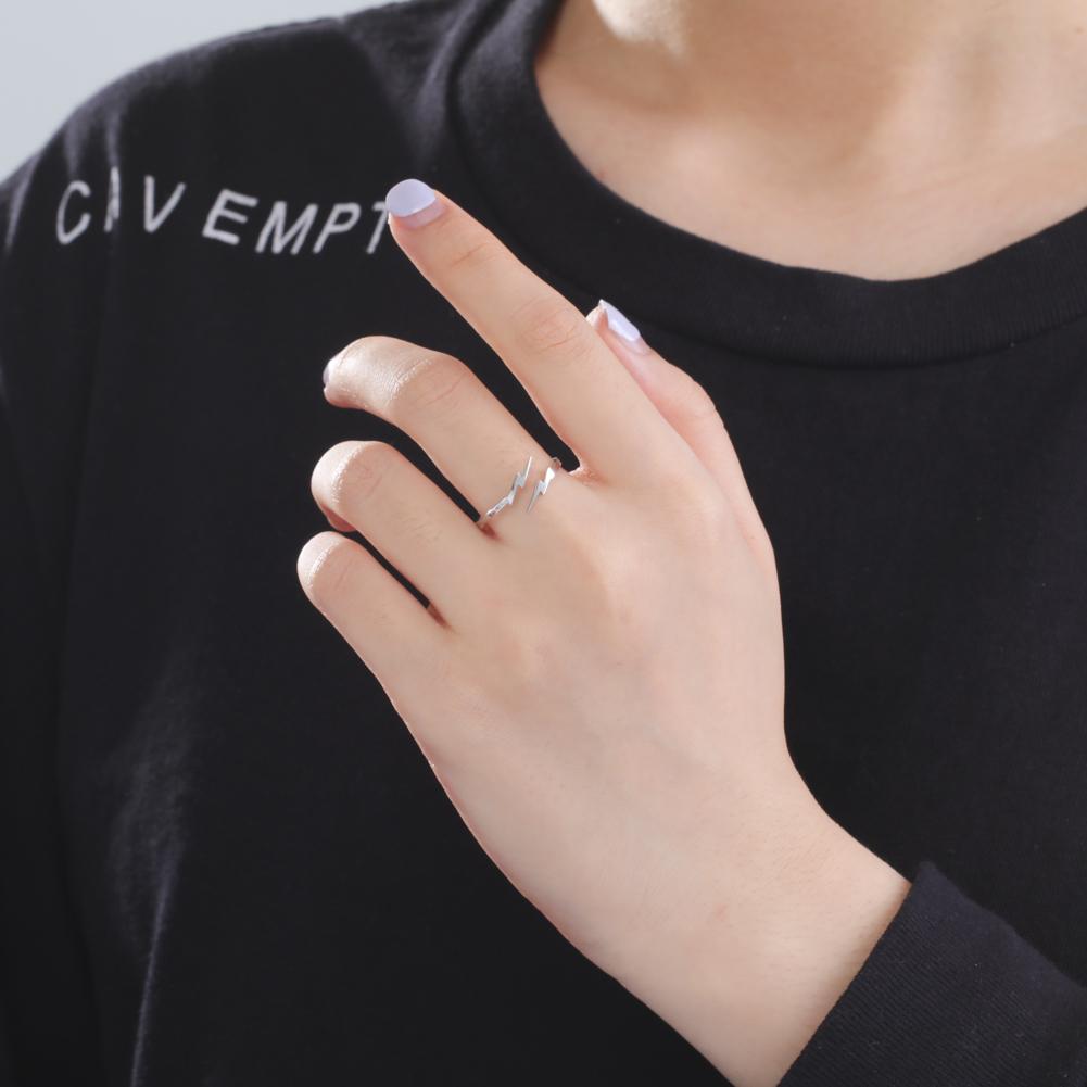 Cazador Geometric Lightning Open Rings for Women Stainless Steel Jewelry Simple Adjustable Ring Friends Gifts Wholesale Trendy