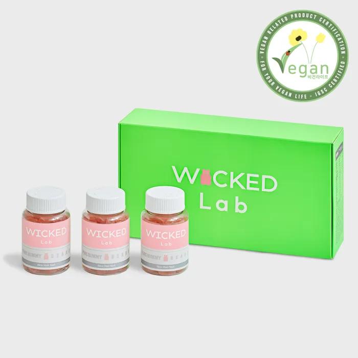 Wicked Lab Pink Gummy Bear 4 Bottles High-Concentration Biotin Multivitamin Vegetable Vegan Jelly (160 Gummies) (+Tin Case/Reusable)