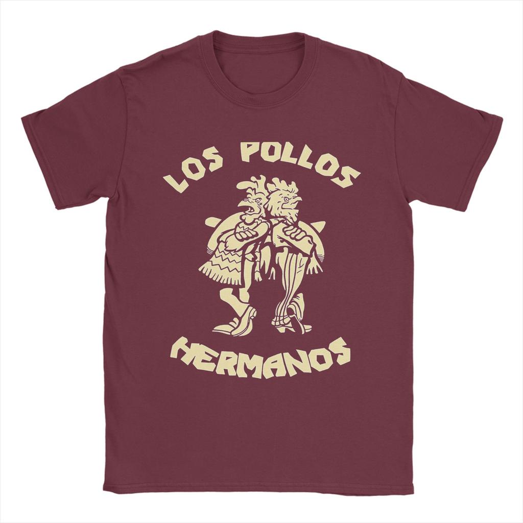 Los Pollos Hermanos Chicken Christmas T Shirt for Men Pure Cotton T-Shirts Round Collar Breaking Bad  Tees Short Sleeve Clothing