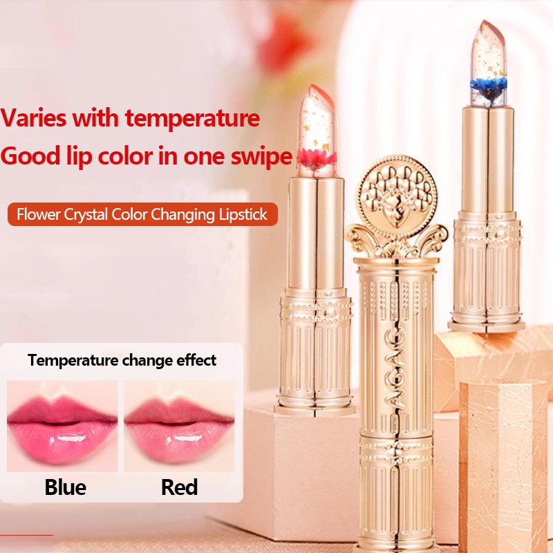 Rossetto Cristallo Fiore Colore Trasparente Cambia Colore con la Temperatura Idratante a Lunga Durata Idratante Rossetto che Cambia Colore